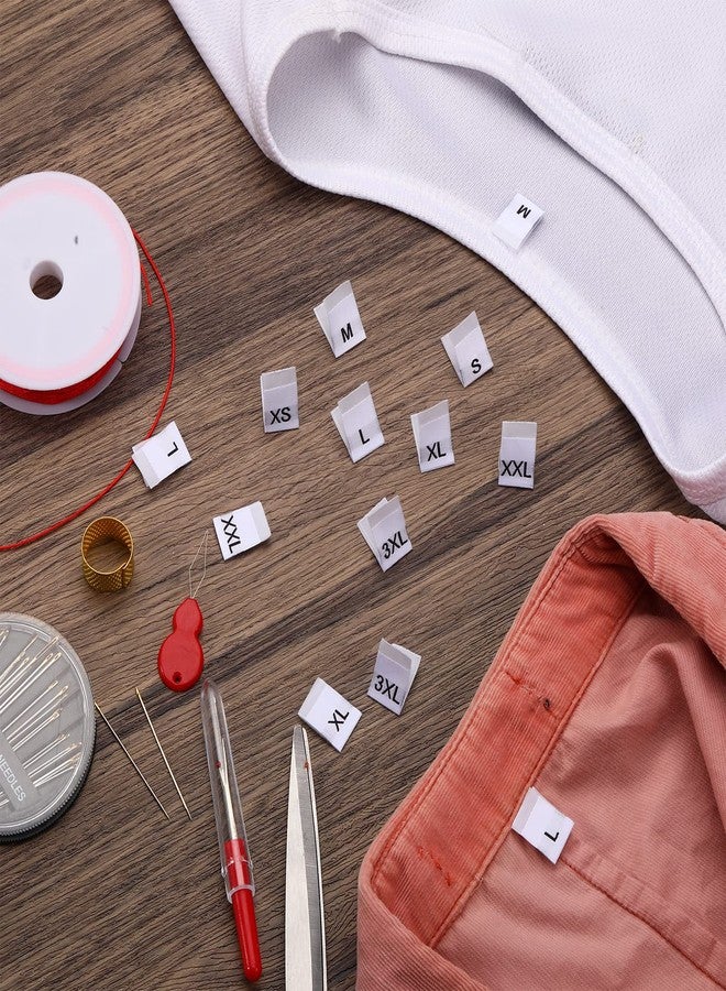 تيكيونايت مجموعة TecUnite من 700 قطعة من ملصقات مقاسات الملابس، ملصقات منسوجة للخياطة، ملصقات مقاسات الملابس المتنوعة، ملصقات مطرزة للأقمشة والملابس، مقاسات من XS إلى 3XL (أبيض) - Image 5